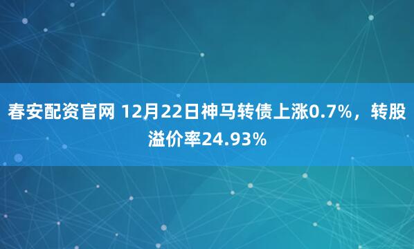 春安配资官网 12月22日神马转债上涨0.7%，转股溢价率24.93%